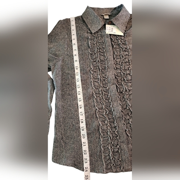 Christopher & Banks Ruffled Sheer Button Up Long Sleeve Blouse Women's L NWT - Picture 10 of 13